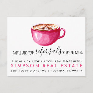 real estate Latte referrals Announcement Postcard