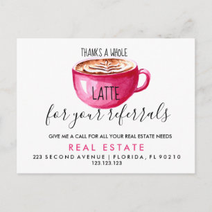 real estate Latte referrals Announcement Postcard