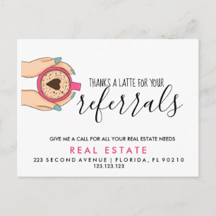 real estate Latte referrals Announcement Postcard