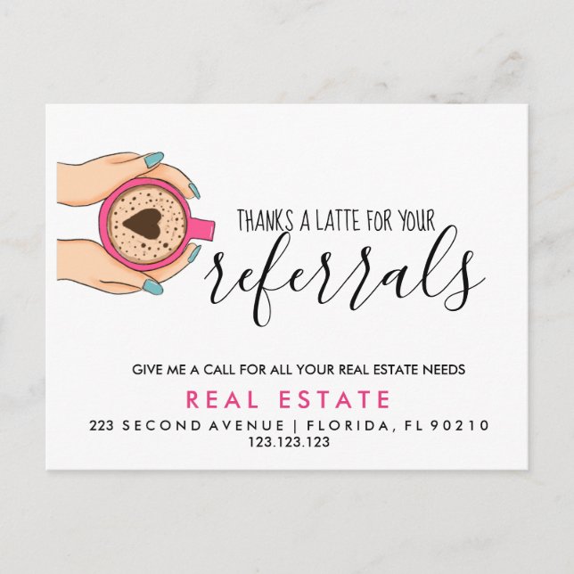real estate Latte referrals Announcement Postcard (Front)