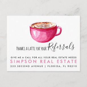 real estate Latte referrals Announcement Postcard
