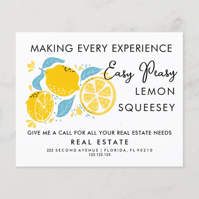 Real Estate LEMON Referrals Announcement | Fun Age Flyer (Front)