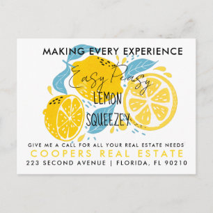 real estate LEMON referrals Announcement Postcard