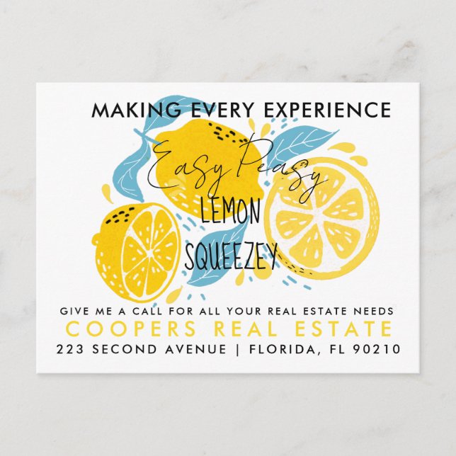 real estate LEMON referrals Announcement Postcard (Front)