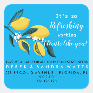 Real Estate Lemon Summer pop by Card Mouse Mat Square Sticker