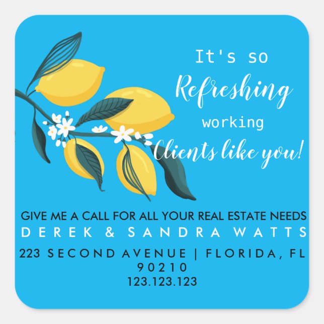 Real Estate Lemon Summer pop by Card Mouse Mat Square Sticker (Front)