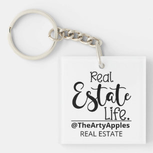 real estate life custom logo business company key ring