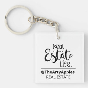 real estate life custom logo business company key ring
