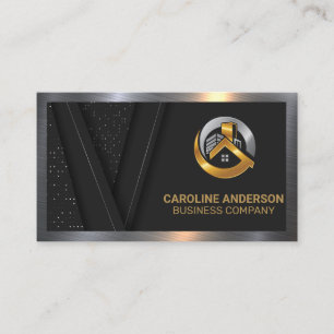 Real Estate Logo Black Luxury Gold Metallic Business Card