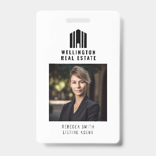Real Estate Logo Black White Listing Agent Realtor ID Badge
