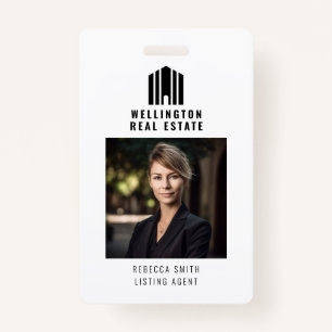 Real Estate Logo Black White Listing Agent Realtor ID Badge