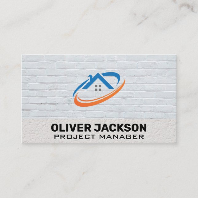 Real Estate Logo | Brick Wall Backdrop Business Card (Front)