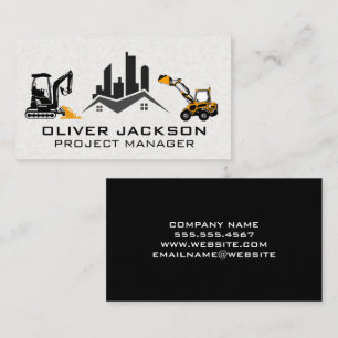 Real Estate Logo Bulldozer Construction Vehicles Business Card