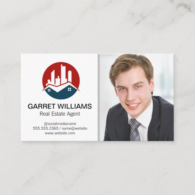 Real Estate Logo | Business Man Business Card (Front)
