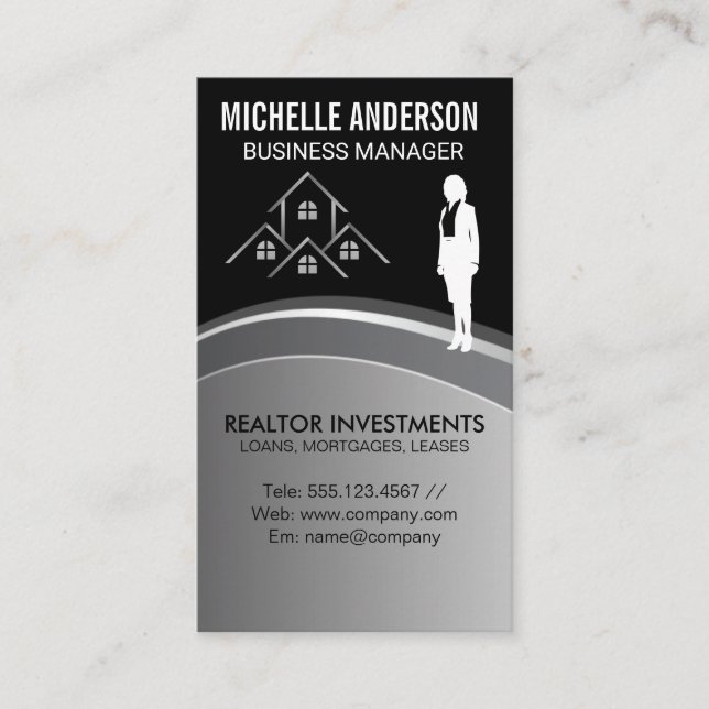 Real Estate Logo | Business Woman Card (Front)