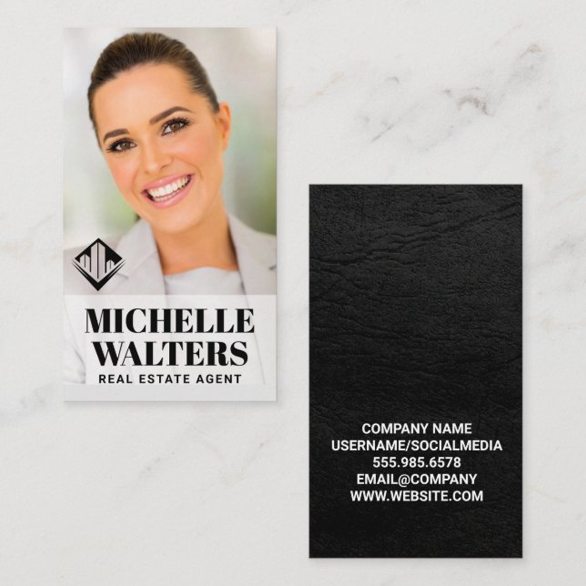 Real Estate Logo | Custom Business Photo Image Business Card (Front/Back)