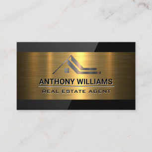 Real Estate Logo Gold Metallic Black Gloss Business Card