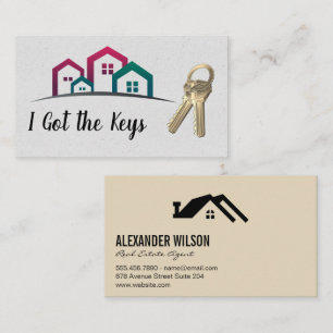 Real Estate Logo   Houses Keys Business Card