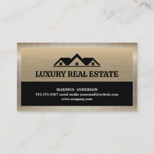 Real Estate Logo Metal Background Business Card
