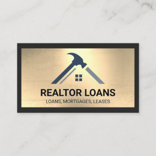 Real Estate Logo   Metallic Background Business Card