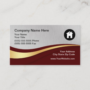 Real Estate Logo   Metallic Black Business Card