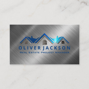 Real Estate Logo Metallic Shine Business Card