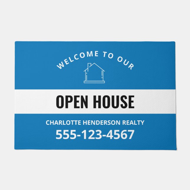 Real Estate Logo Open House Doormat (Front)