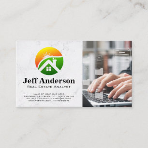 Real Estate Logo   Person on Laptop Business Card