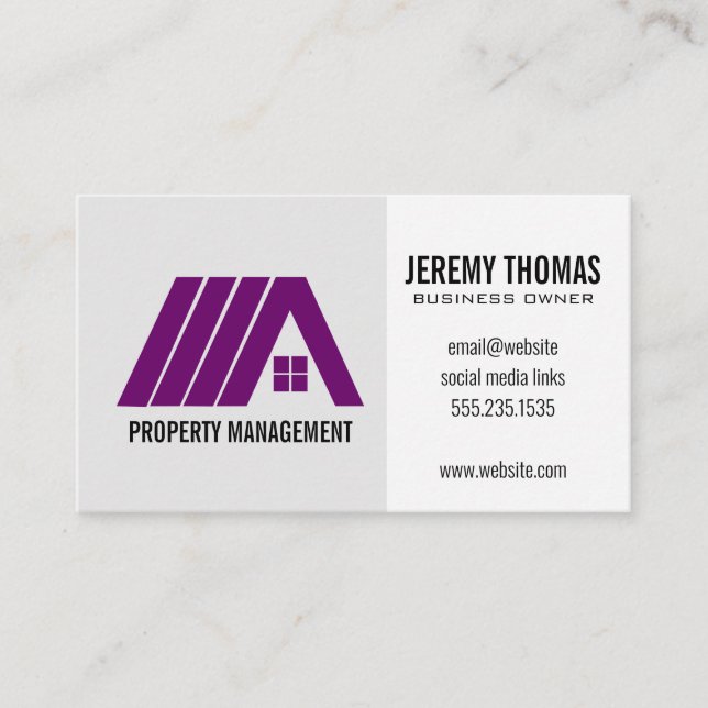 Real Estate Logo Purple Business Card (Front)