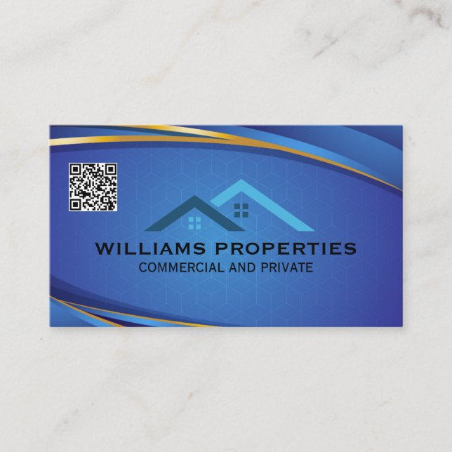 Real Estate Logo | Roof Top Logo | QR Code Business Card (Front)