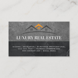 Real Estate Logo   Slate Marble Business Card