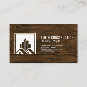 Real Estate Logo   Wood Background Business Card
