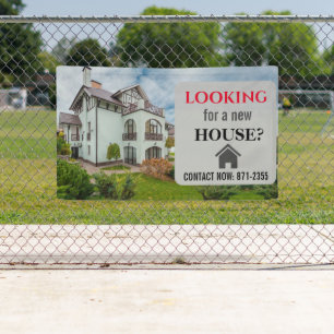 Real Estate Looking For a New House Red Grey Banner