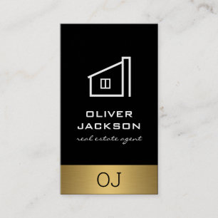 Real Estate Lux Gold Trim with Monogram Business Card
