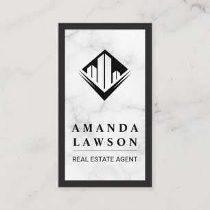 Real Estate Marble Black Border Appointment Card