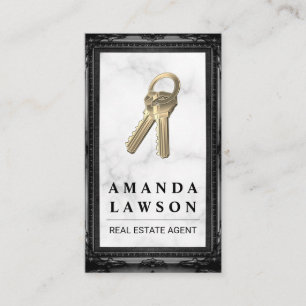 Real Estate Marble House Keys Black Frame Appointment Card