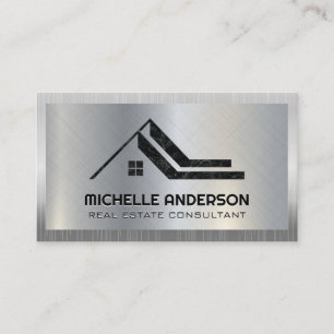 Real Estate Marble Logo Metallic Business Card