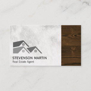 Real Estate   Marble   Wood Grain Trim Business Card