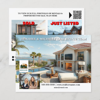 Real Estate market advertizing editable photo logo Postcard
