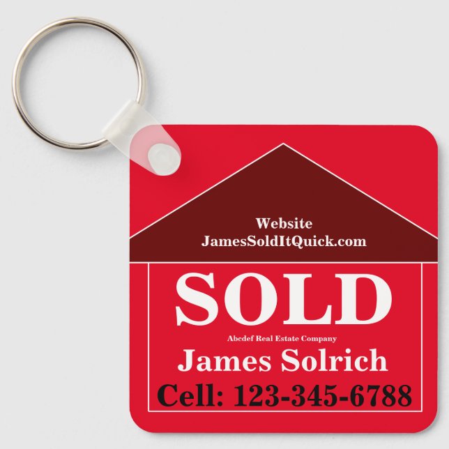 Real Estate MARKETING GIFT Name Script Modern Cool Key Ring (Front)