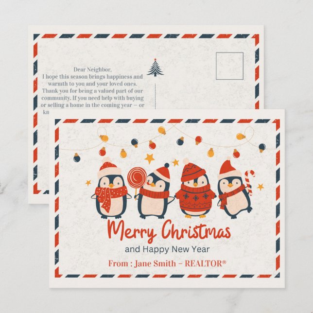 Real Estate Merry Christmas and Happy New Year  Holiday Postcard (Front/Back)