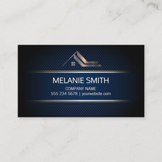 Real Estate | Metal | Carbon Fibre  Business Card (Front)