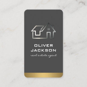 Real Estate Metal Home Logo Business Card