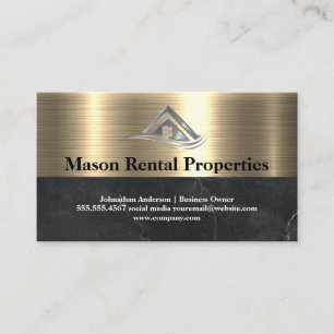 Real Estate Metal Home Logo   Marble Business Card