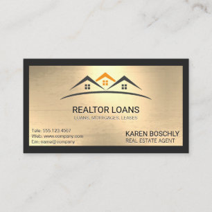 Real Estate   Metallic Background with Border Business Card