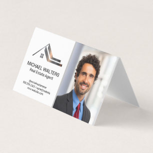 Real Estate Metallic Logo   Business Man Business Card