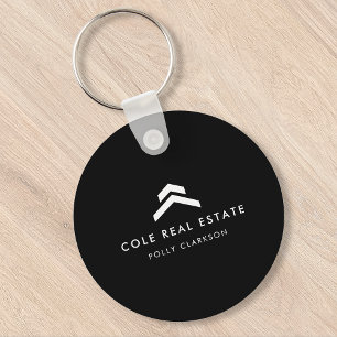 Real Estate Modern Black Listing Agent Realtor Key Ring
