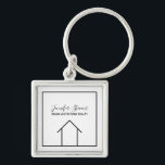 Real Estate Modern Black White Monogram Realtor Key Ring<br><div class="desc">This modern realtor keychain is custom made with your realty company name under the the agent name in chic typography. This minimalist monogrammed black and white key chain feature a simple line drawing of a house. Contemporary monogram gift for an agent working to help you buy a home.</div>