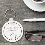 Real Estate Modern Chic Custom Realtor House Key Ring<br><div class="desc">This modern realtor keychain is custom made with your realty company name under the the agent name in chic typography. This minimalist black and white key chain feature a simple line drawing of a house. Contemporary gift for an agent working to help you buy a home.</div>