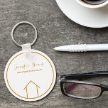 Real Estate Modern House Elegant Custom Realtor Key Ring<br><div class="desc">This modern realtor keychain is custom made with your realty company name under the the agent name in chic typography. This minimalist gold and white key chain feature a simple line drawing of a house. Contemporary gift for an agent working to help you buy a home.</div>